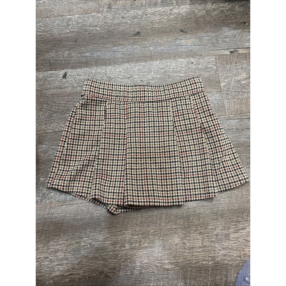 Gap Kids Brown Girls Houndstooth Pleated Skort Elastic Waist S 6 7 Stretch